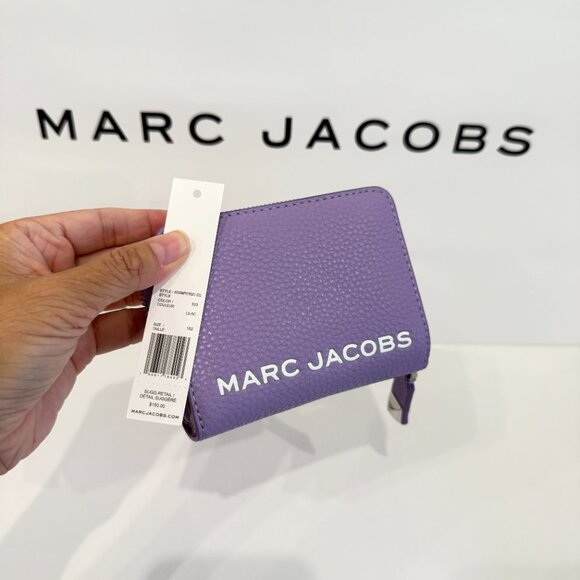 Marc Jacobs 4S5SMP078S01 Mini Compact Wallet Pebbled Leather Lilac - Picture 1 of 7
